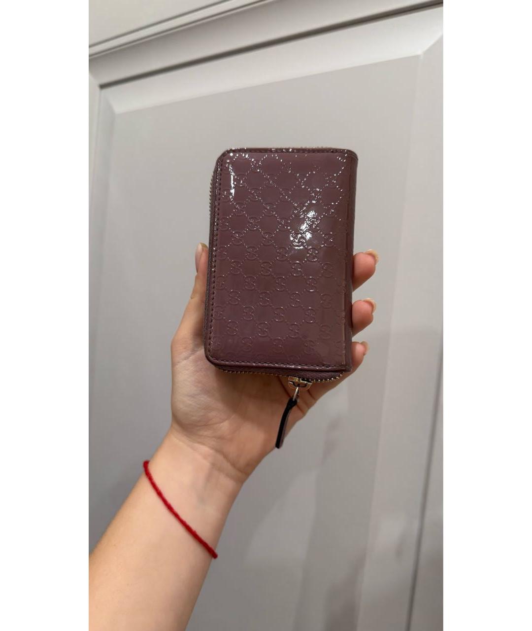 GUCCI Розовый кошелек из лакированной кожи, фото 8