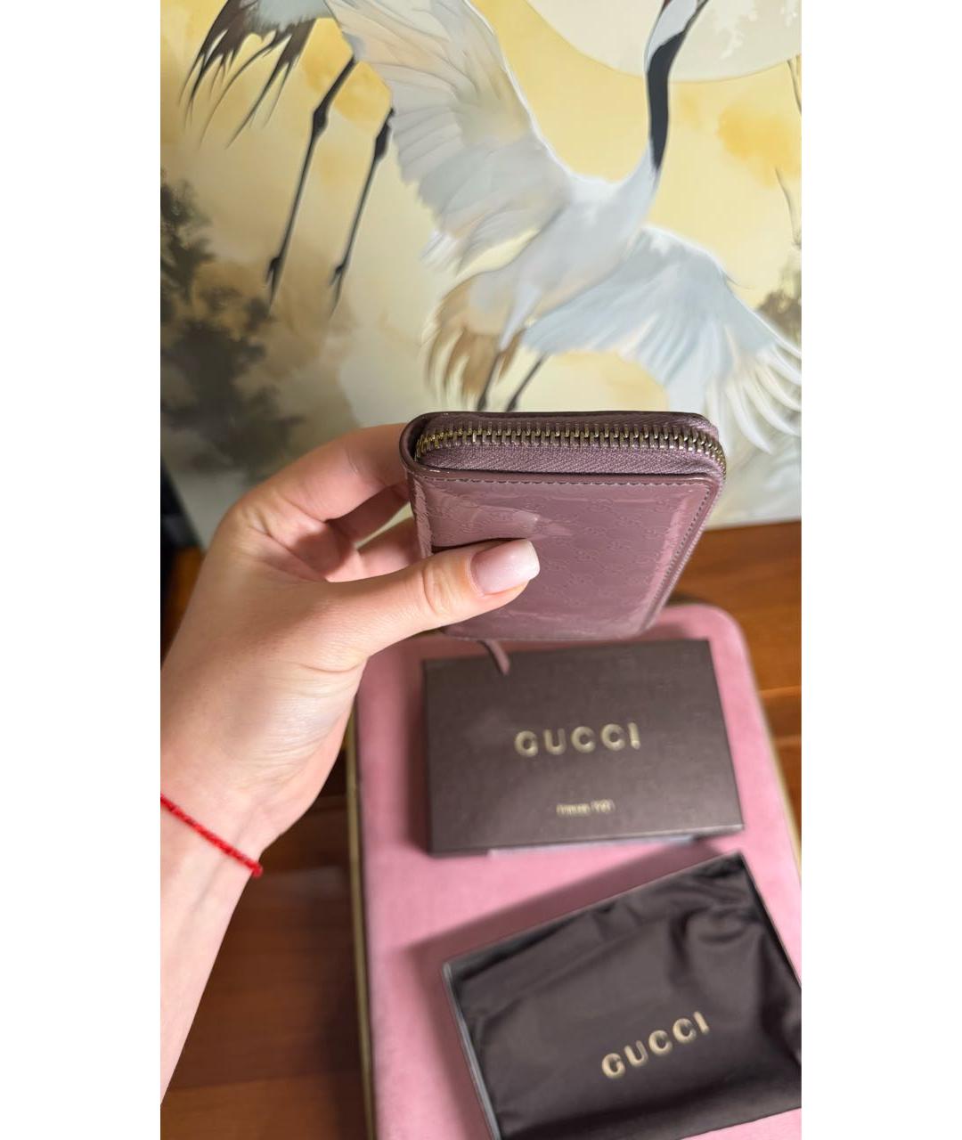 GUCCI Розовый кошелек из лакированной кожи, фото 5