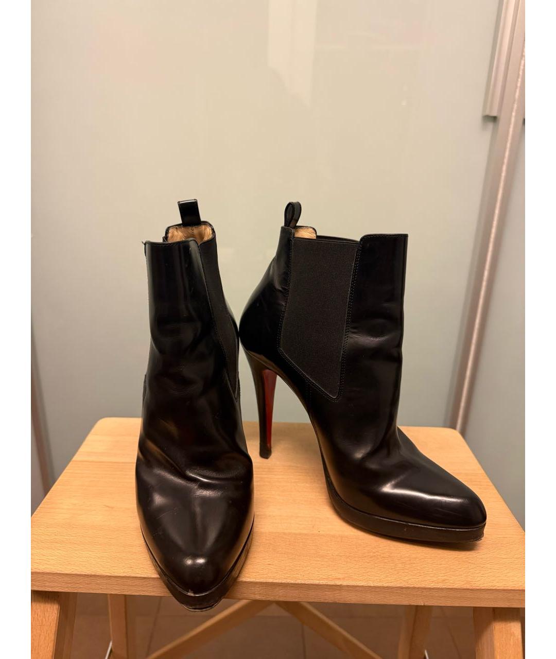 CHRISTIAN LOUBOUTIN Черные кожаные ботильоны, фото 2