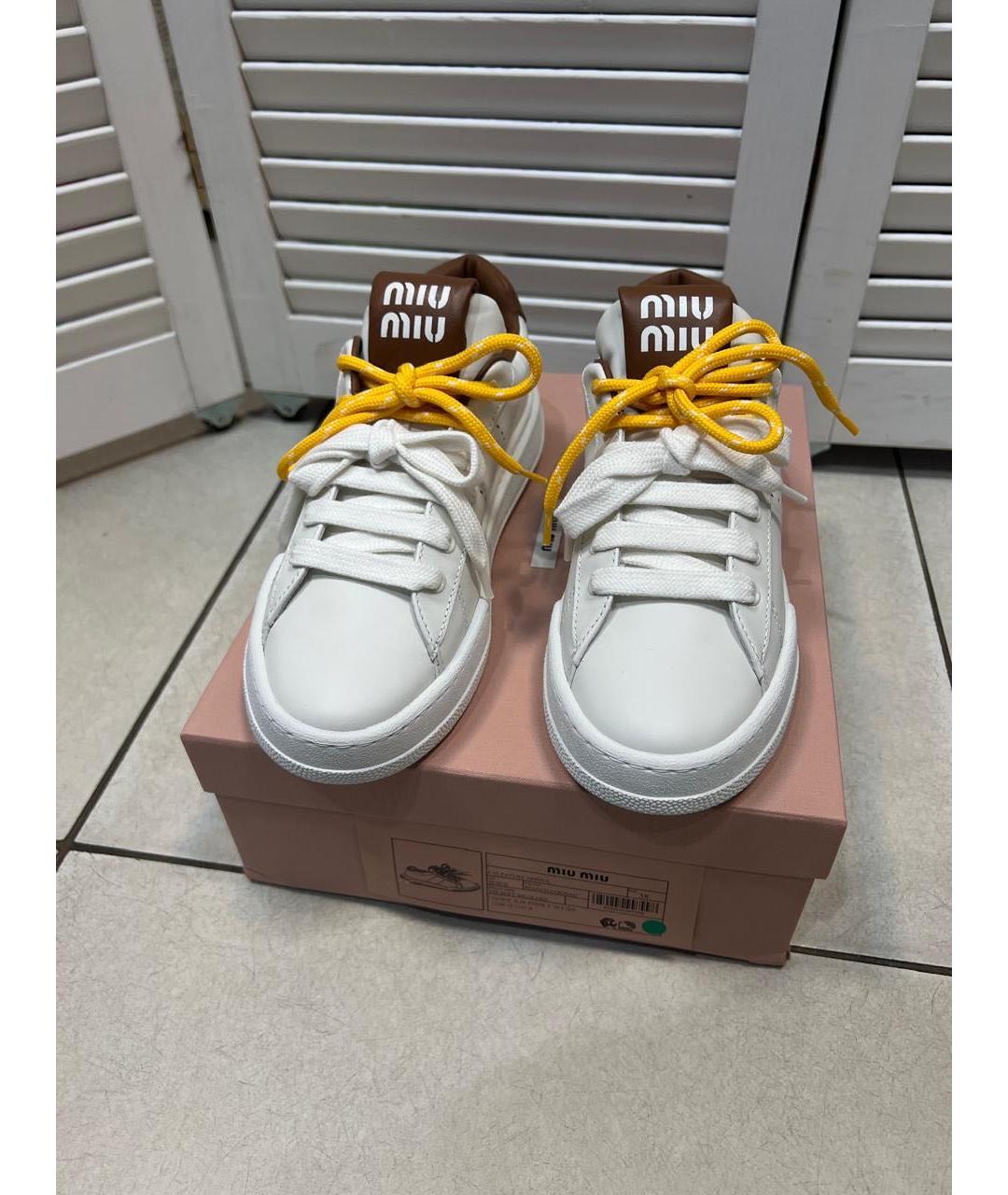 MIU MIU Белые кожаные кеды, фото 4