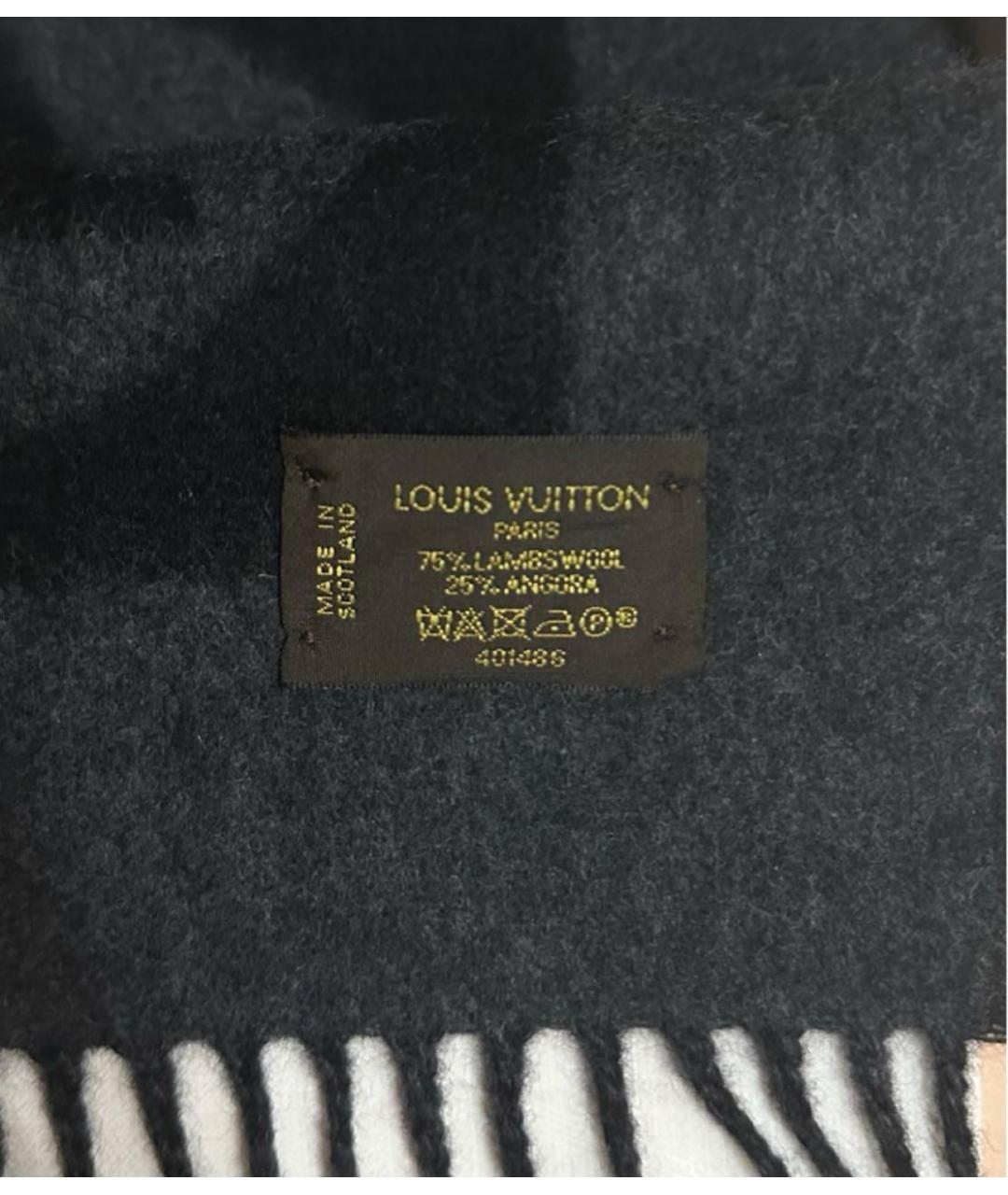 LOUIS VUITTON Серый шерстяной шарф, фото 4