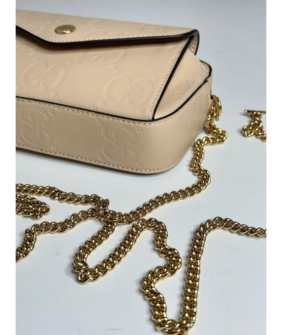 GUCCI Бежевая кожаная сумка через плечо, фото 5