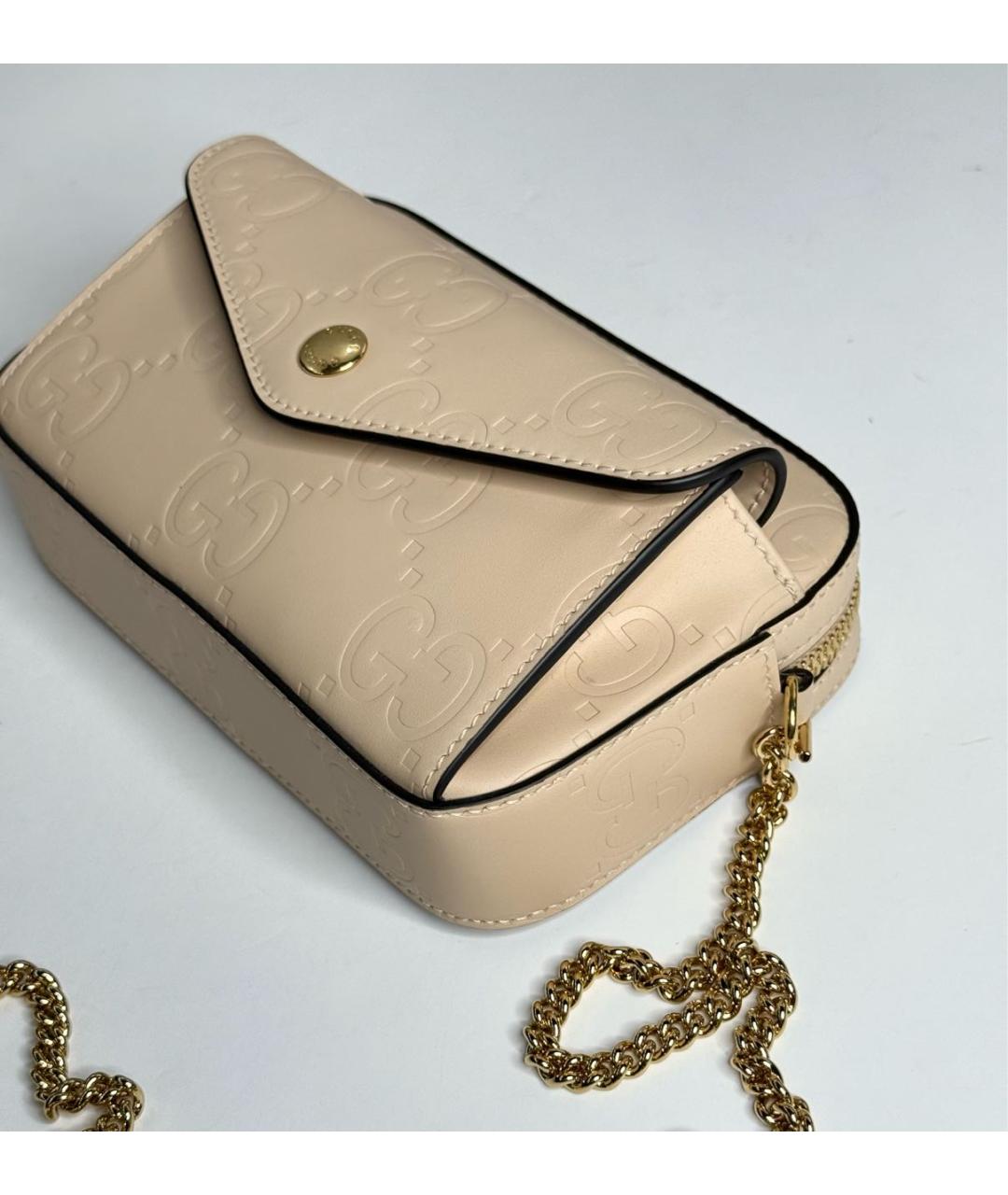 GUCCI Бежевая кожаная сумка через плечо, фото 3