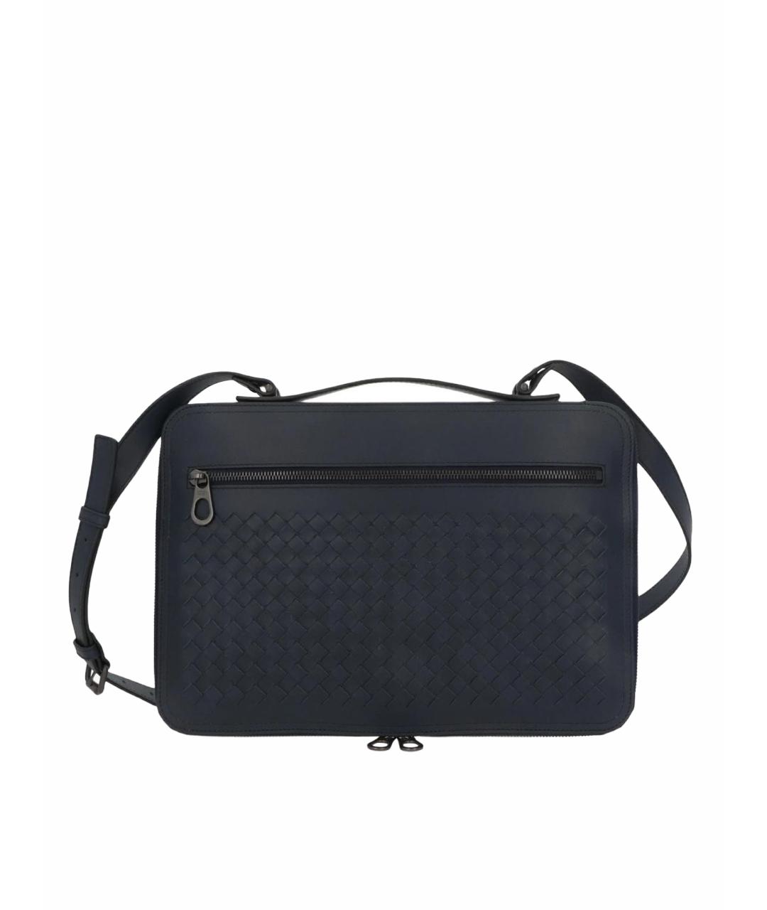 BOTTEGA VENETA Темно-синяя кожаная папка для документов, фото 4