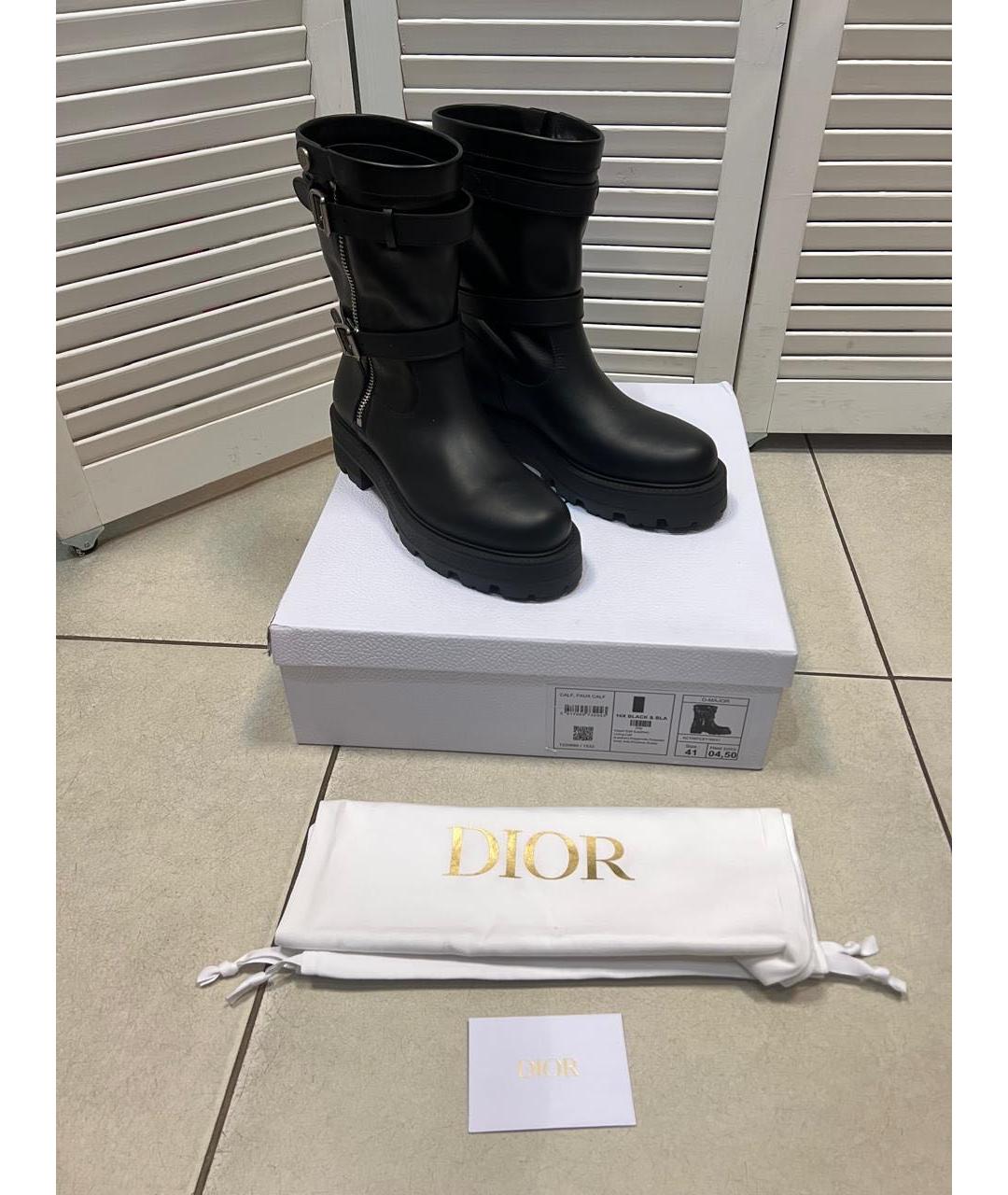 CHRISTIAN DIOR Черные кожаные полусапоги, фото 4
