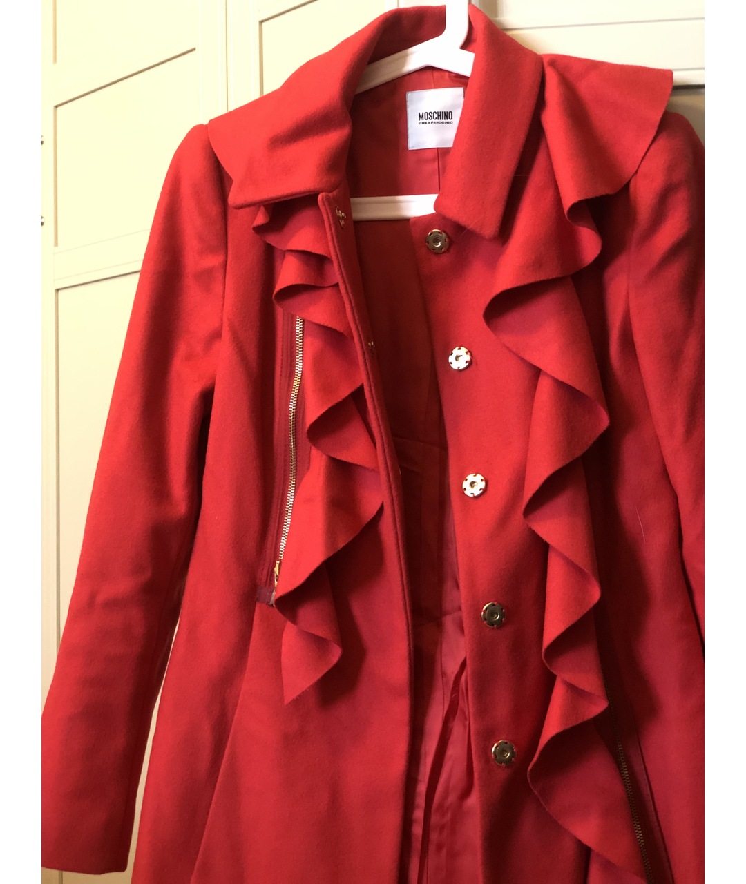 MOSCHINO Красное шерстяное пальто, фото 5