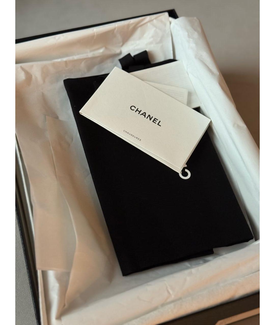 CHANEL Голубые текстильные лодочки на низком каблуке, фото 6