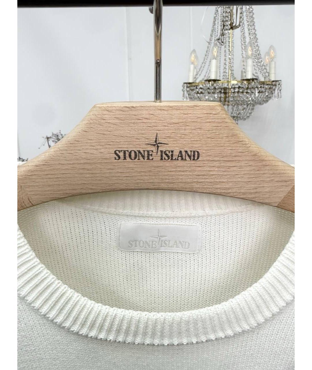 STONE ISLAND Белый хлопковый джемпер / свитер, фото 3