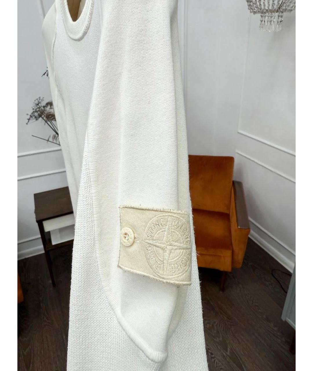 STONE ISLAND Белый хлопковый джемпер / свитер, фото 5