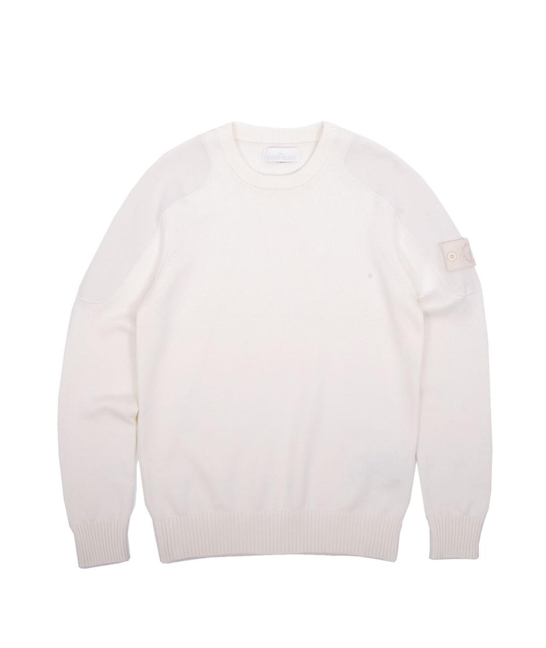 STONE ISLAND Белый хлопковый джемпер / свитер, фото 9