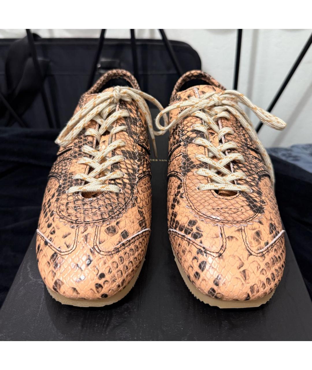 DRIES VAN NOTEN Оранжевое кожаные кроссовки, фото 2