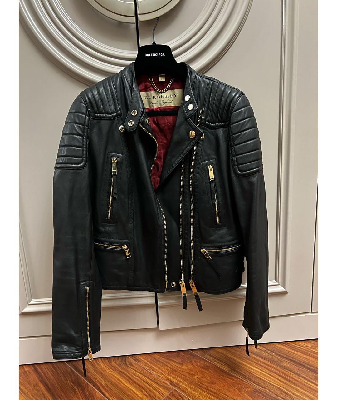 BURBERRY Черная кожаная куртка, фото 9