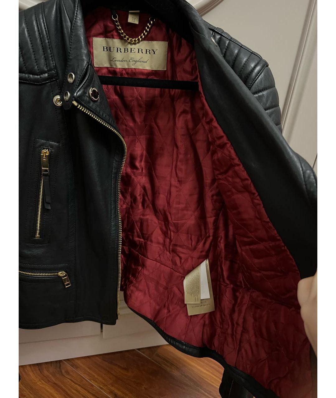 BURBERRY Черная кожаная куртка, фото 4