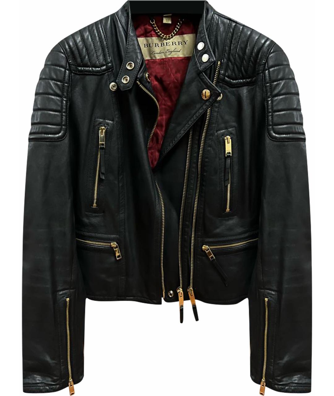 BURBERRY Черная кожаная куртка, фото 1