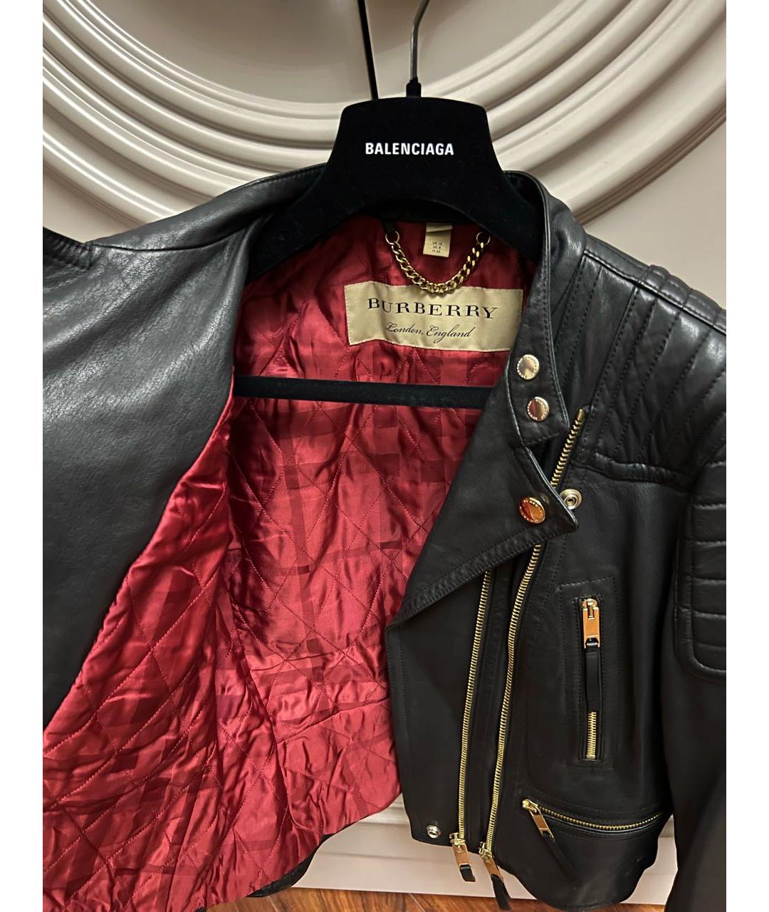 BURBERRY Черная кожаная куртка, фото 3