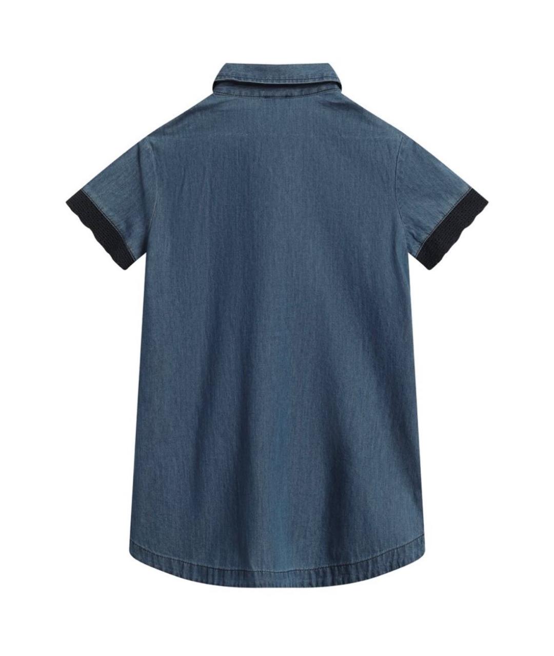 ARMANI JUNIOR Синяя хлопковая рубашка/блузка, фото 6