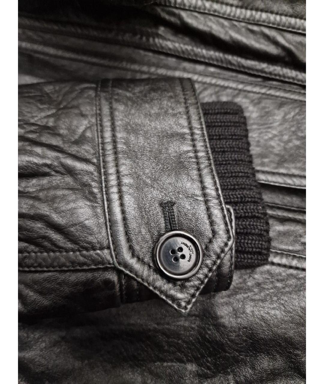 SAINT LAURENT Черная кожаная куртка, фото 6
