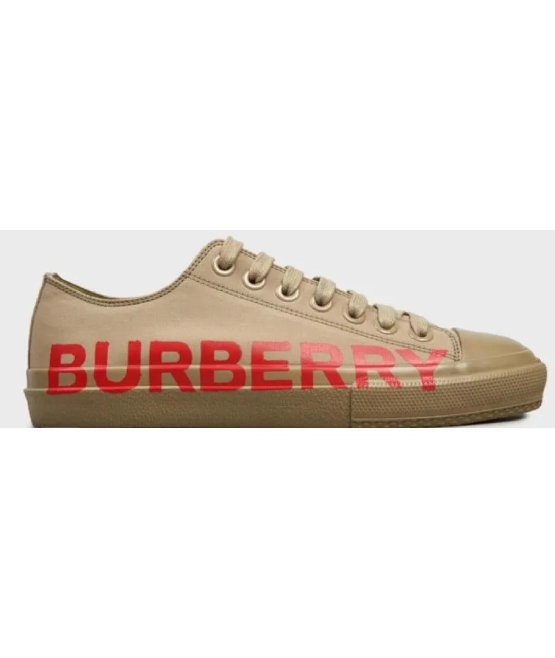 BURBERRY Бежевые текстильные кеды, фото 2