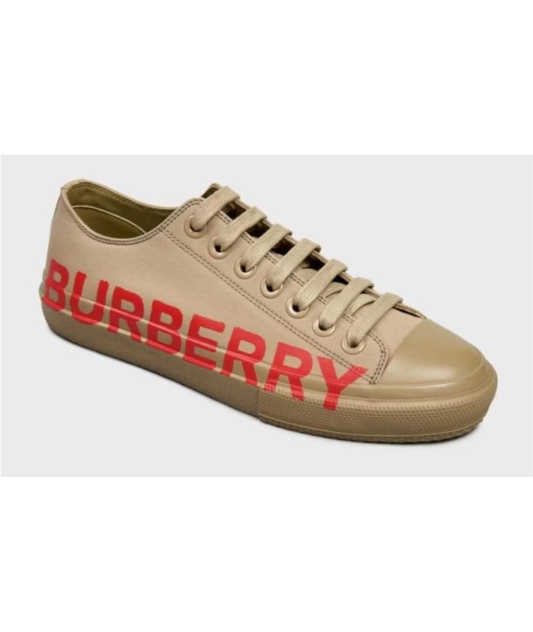 BURBERRY Бежевые текстильные кеды, фото 5