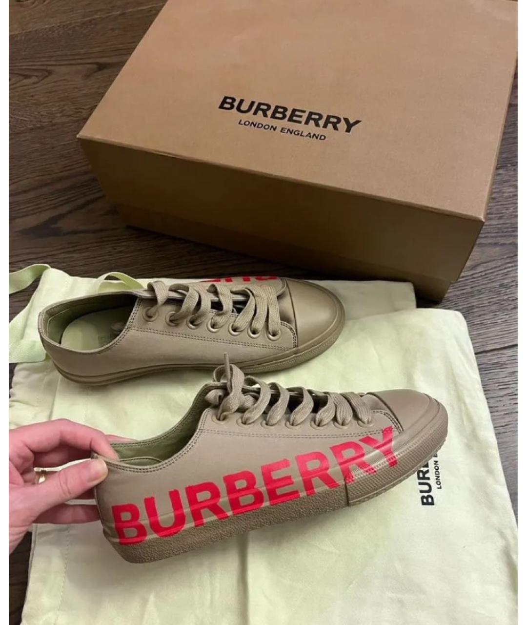 BURBERRY Бежевые текстильные кеды, фото 3