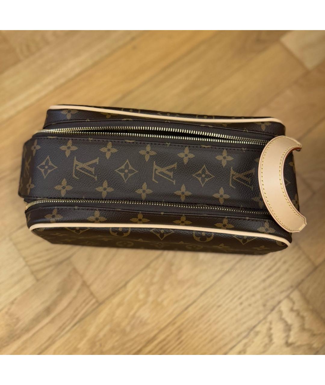 LOUIS VUITTON Коричневая кожаная косметичка, фото 4
