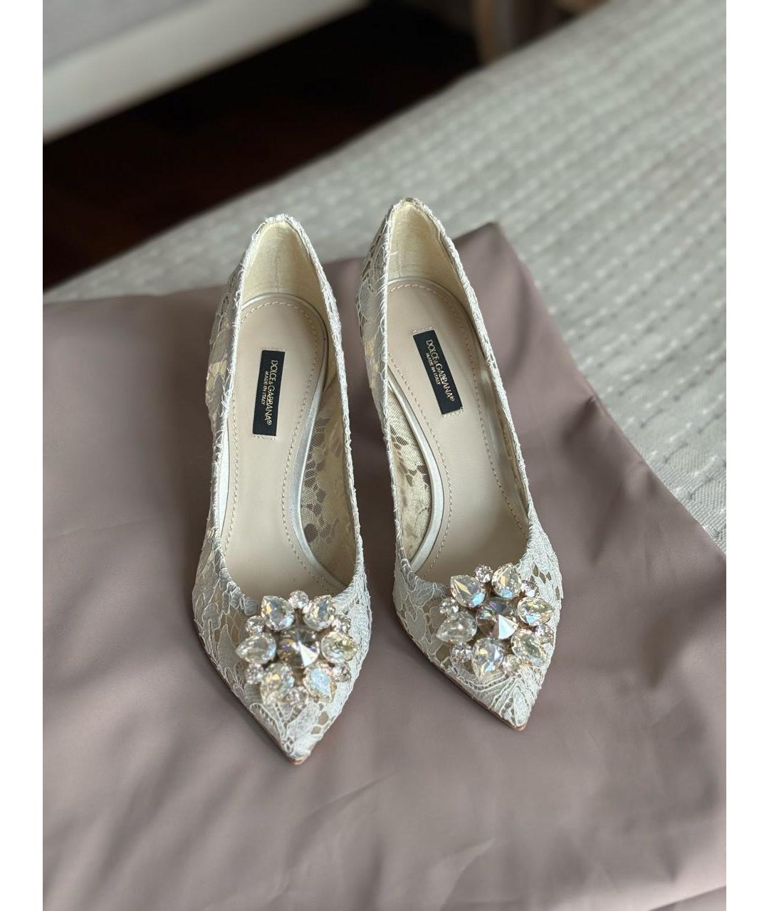 DOLCE&GABBANA Белые текстильные туфли, фото 2