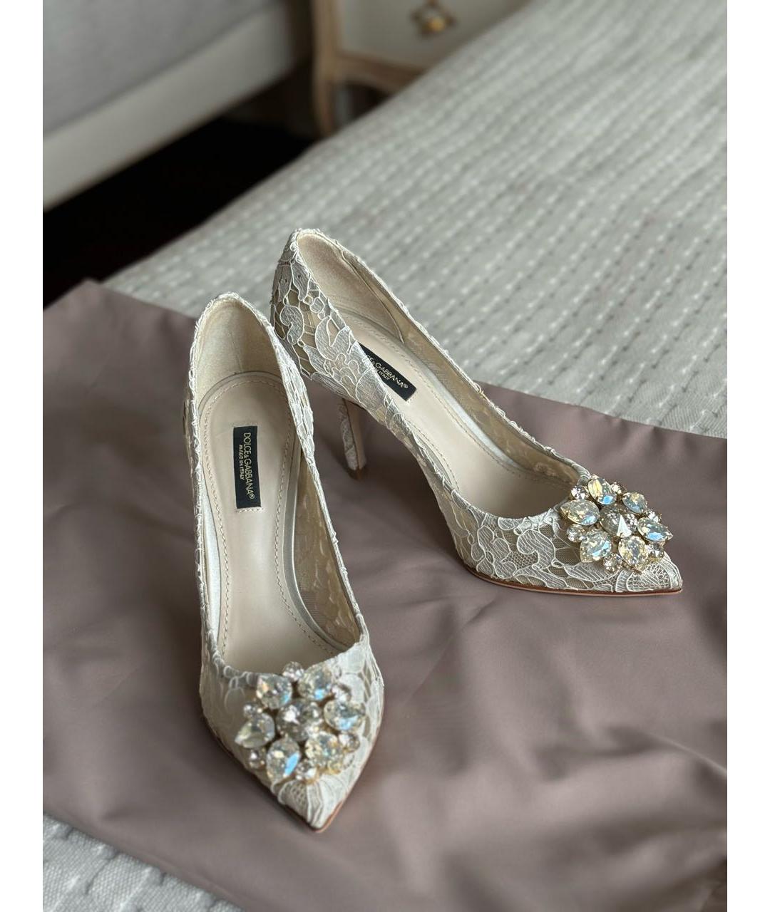 DOLCE&GABBANA Белые текстильные туфли, фото 3