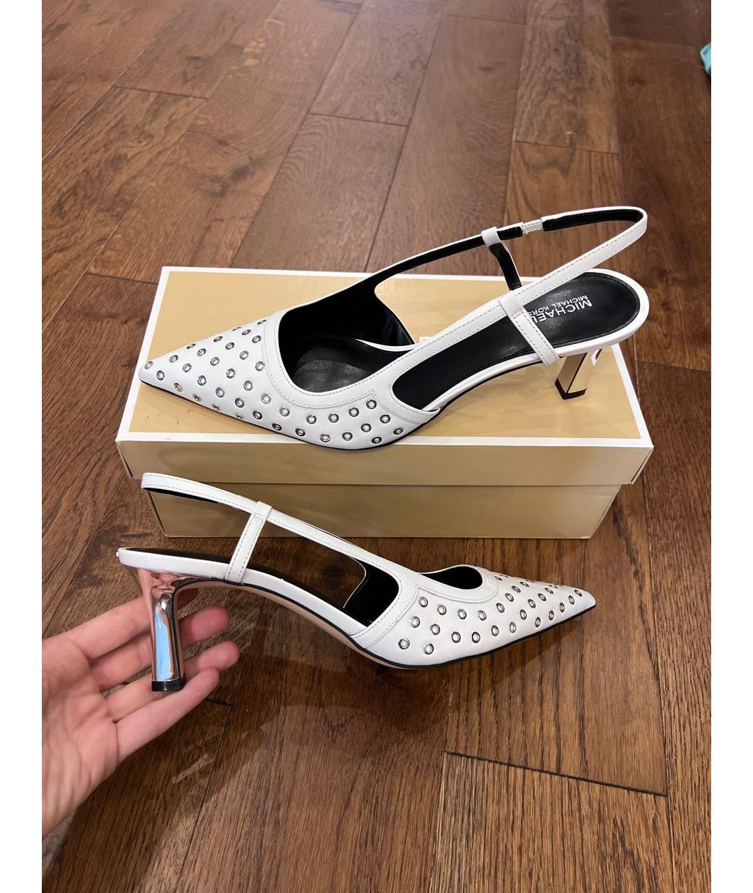 MICHAEL KORS Белые кожаные босоножки, фото 7