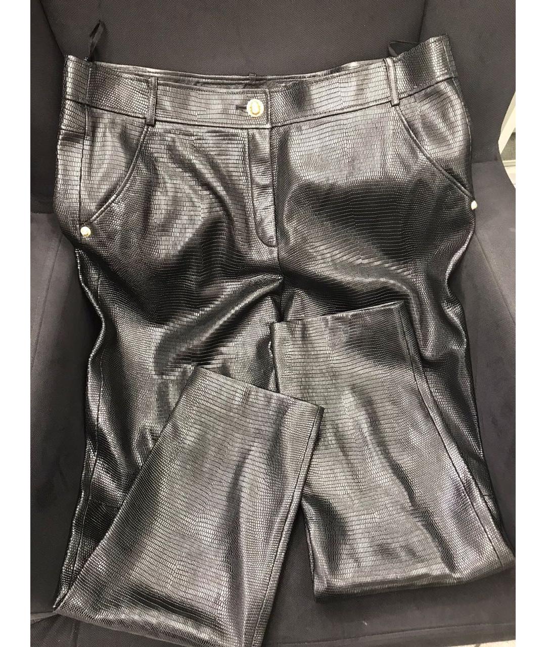 CHANEL Черные прямые брюки из экзотической кожи, фото 5