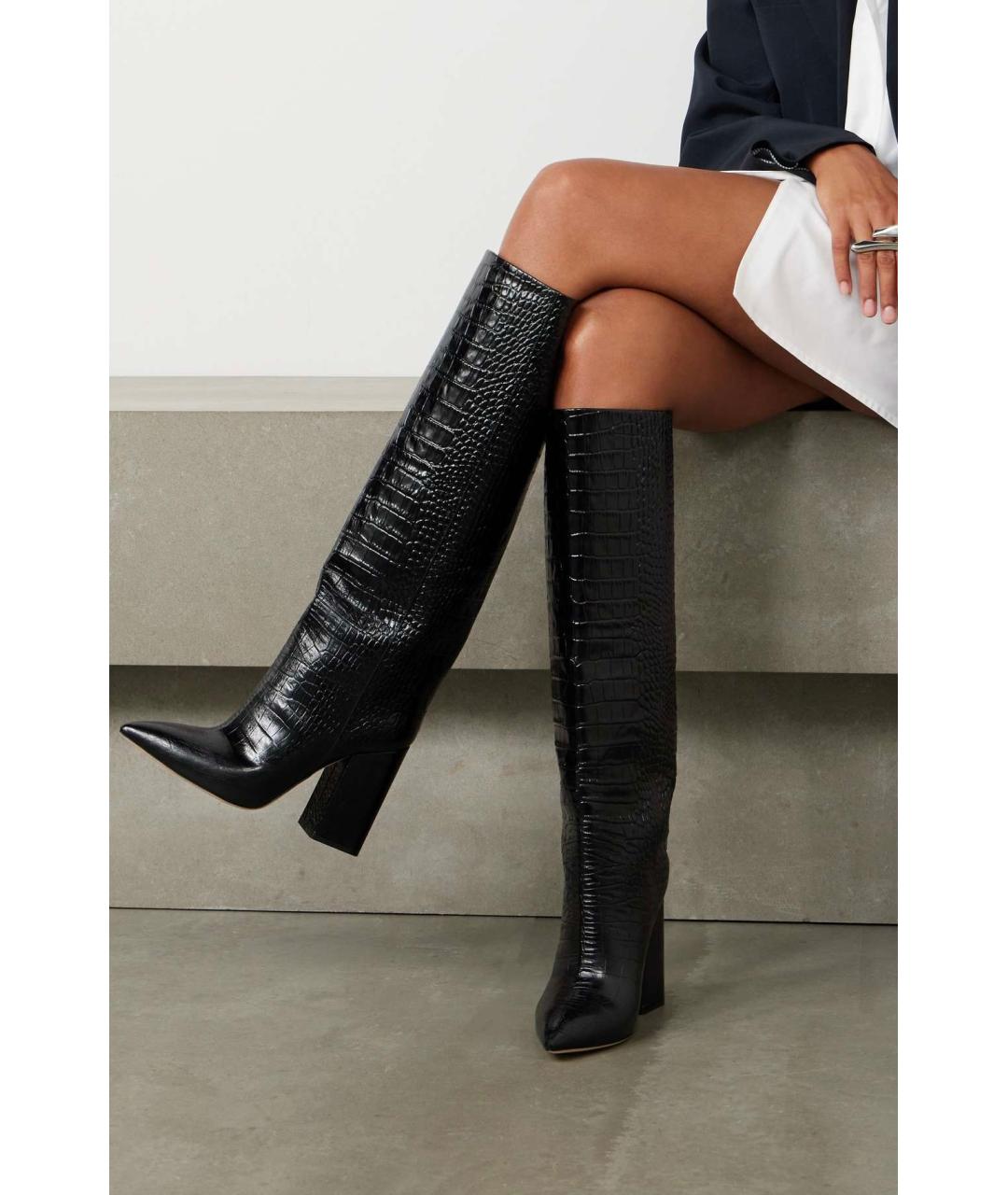 PARIS TEXAS Черные кожаные сапоги, фото 2