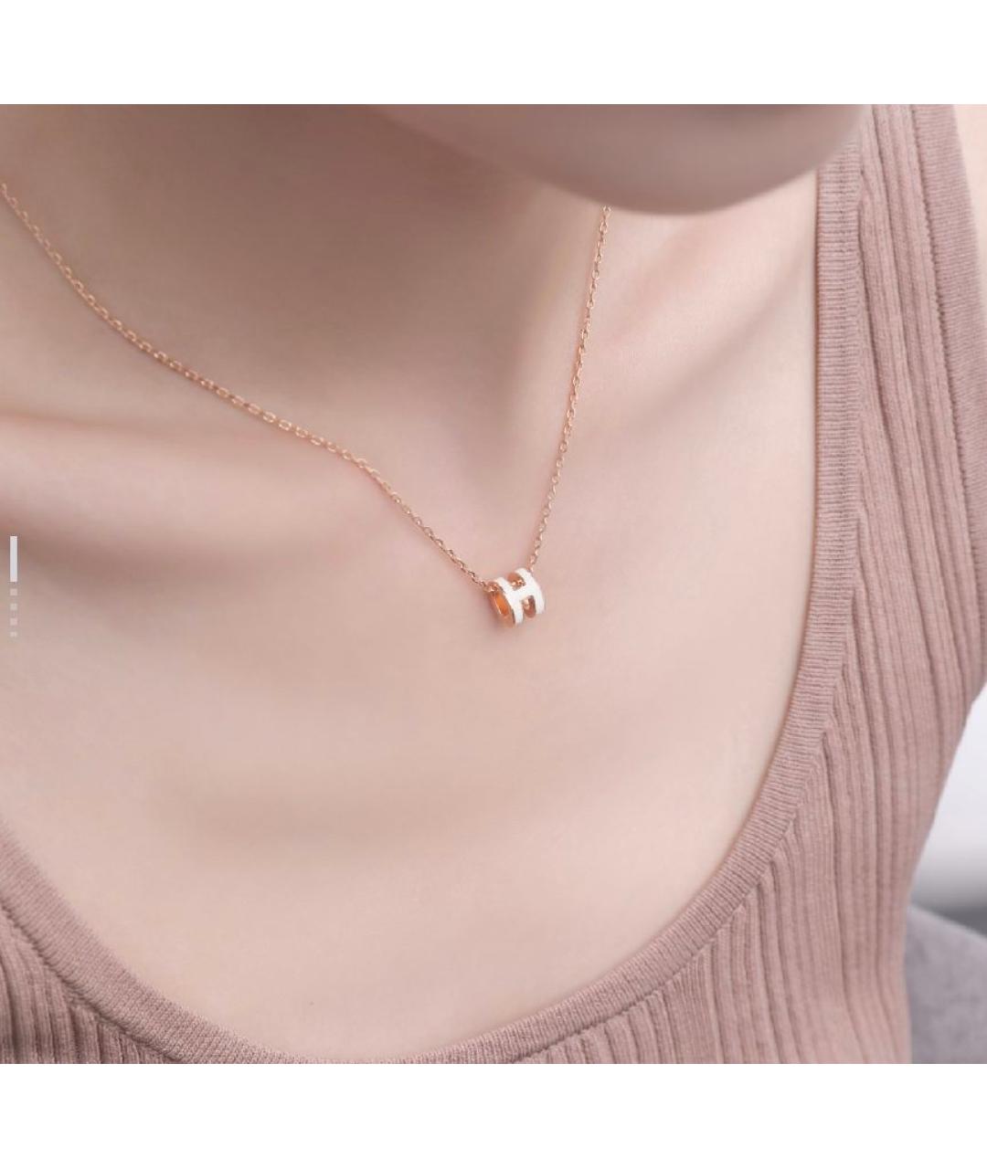 HERMES Белая металлическая подвеска, фото 4