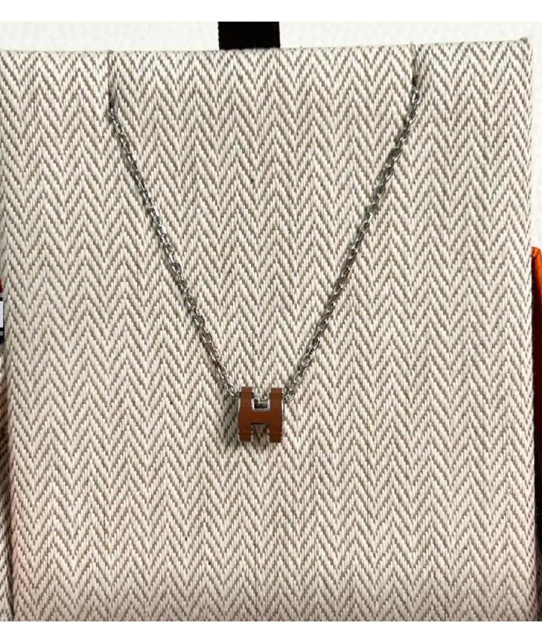 HERMES Коричневая металлическая подвеска, фото 3