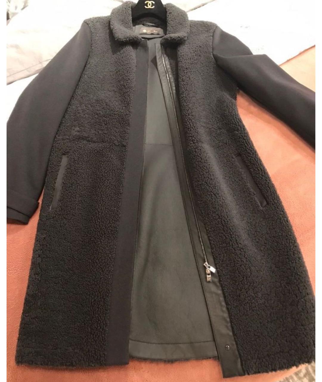 LORO PIANA Антрацитовая меховая дубленка, фото 2