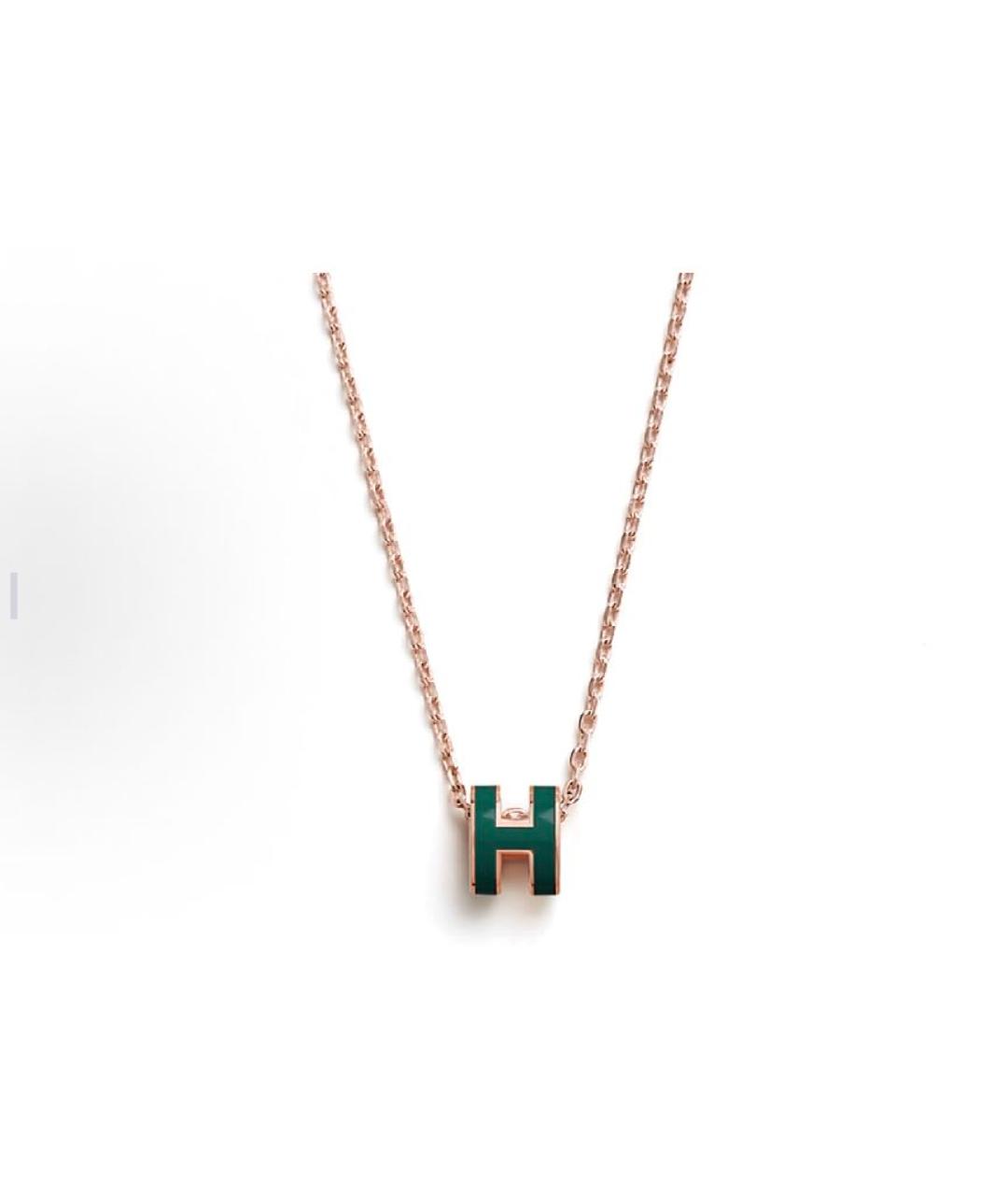 HERMES Зеленая металлическая подвеска, фото 3