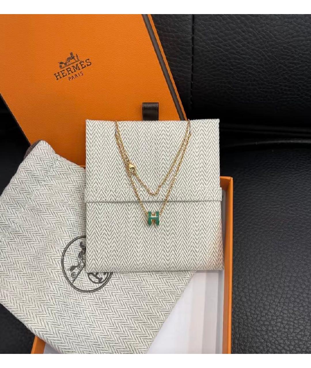 HERMES Зеленая металлическая подвеска, фото 3