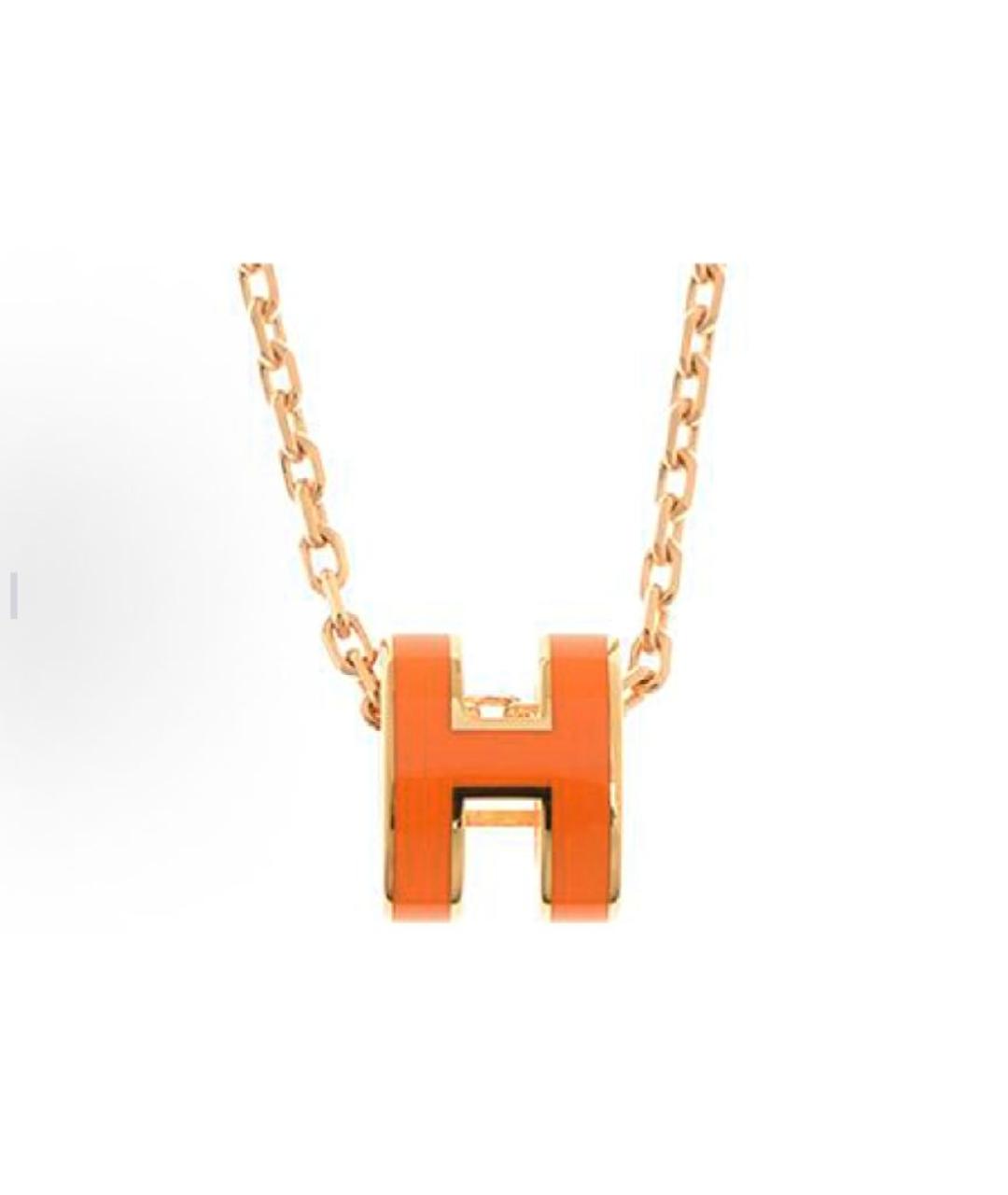 HERMES Оранжевая металлическая подвеска, фото 2