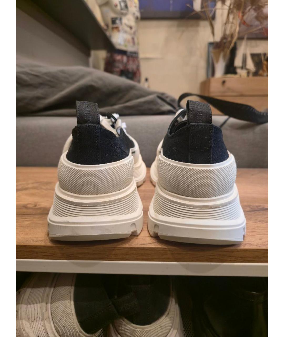 ALEXANDER MCQUEEN Черные текстильные низкие кроссовки / кеды, фото 4