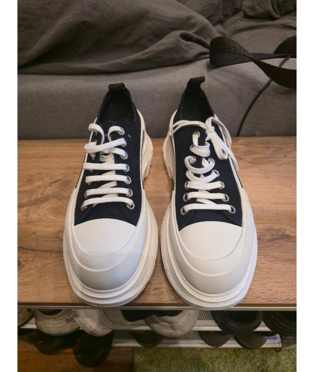 ALEXANDER MCQUEEN Черные текстильные низкие кроссовки / кеды, фото 2