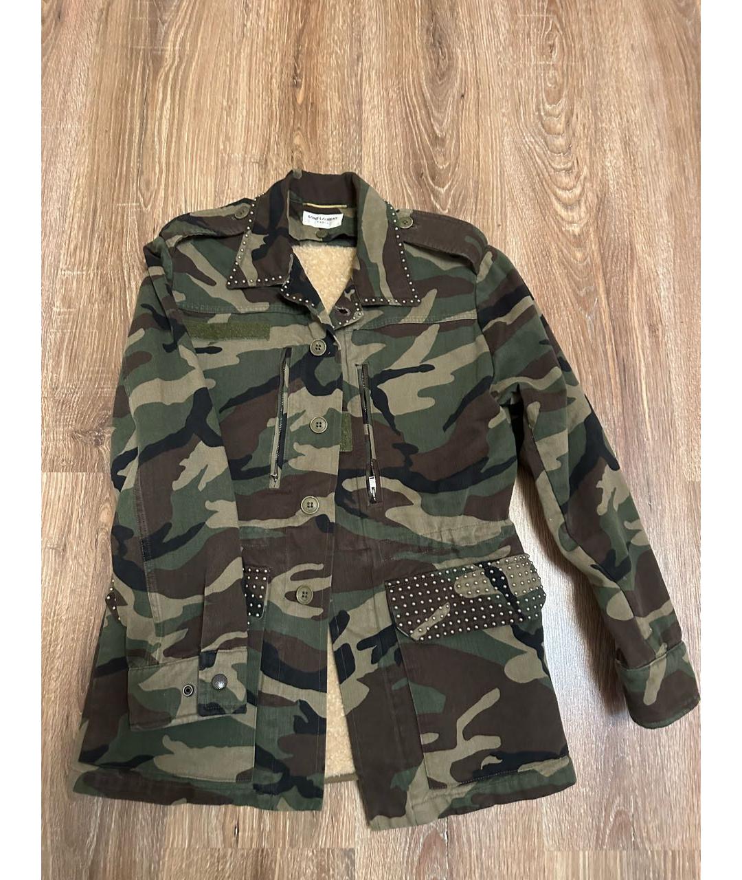 SAINT LAURENT Хаки хлопковая куртка, фото 9