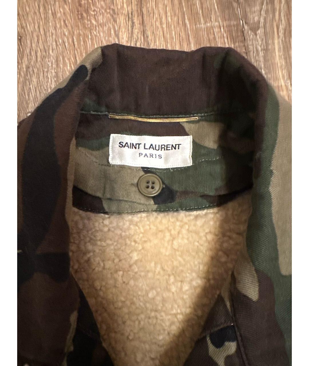 SAINT LAURENT Хаки хлопковая куртка, фото 3