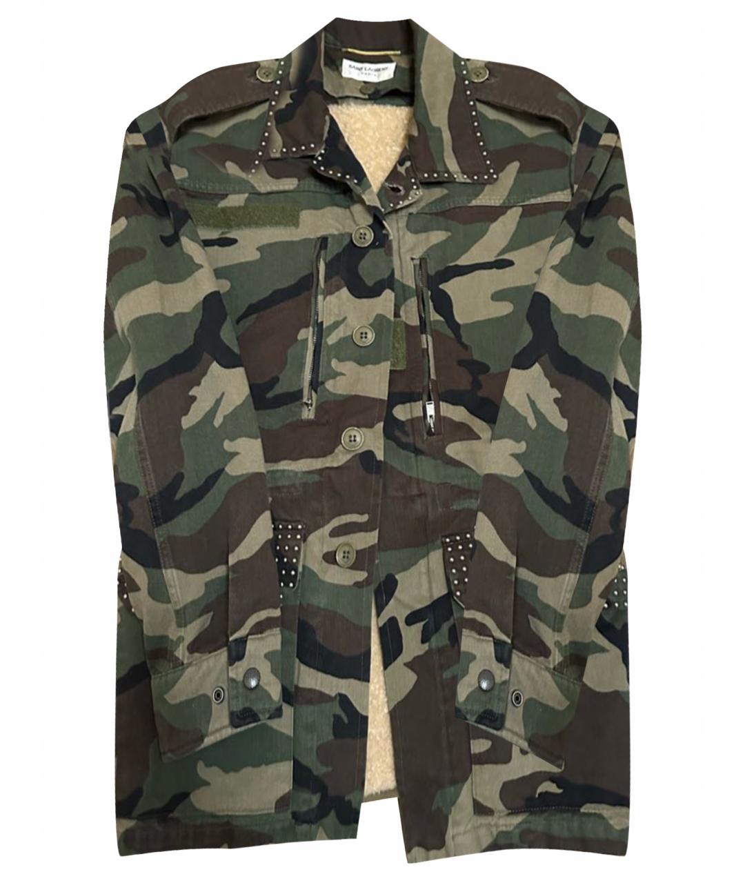 SAINT LAURENT Хаки хлопковая куртка, фото 1