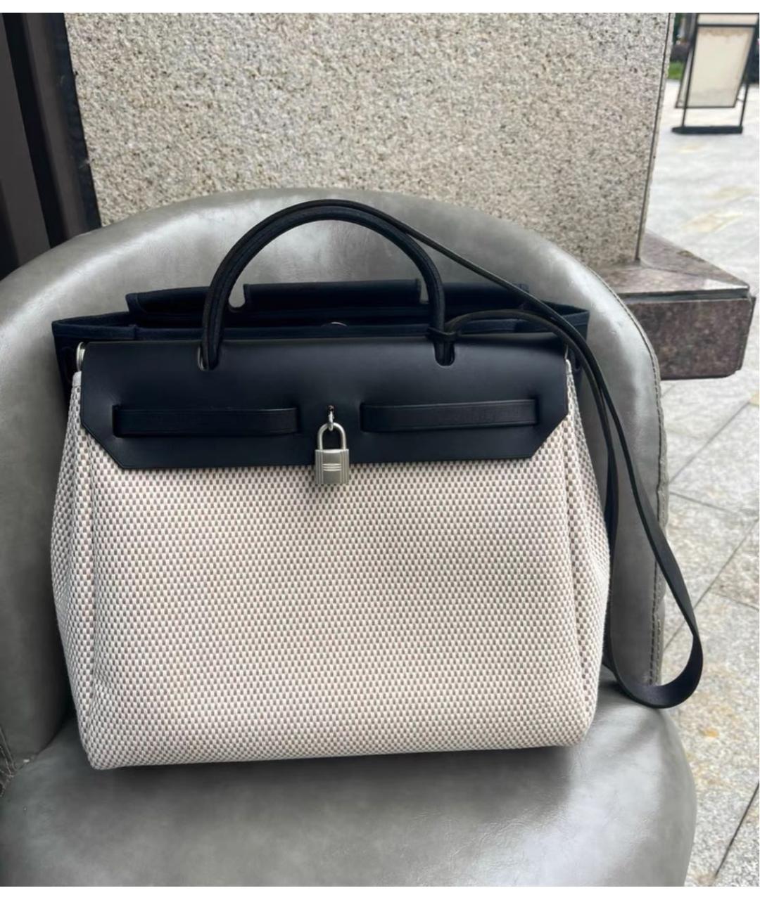 HERMES Бежевая тканевая сумка через плечо, фото 3
