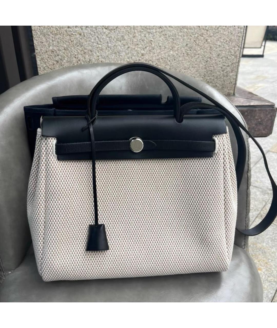 HERMES Бежевая тканевая сумка через плечо, фото 2