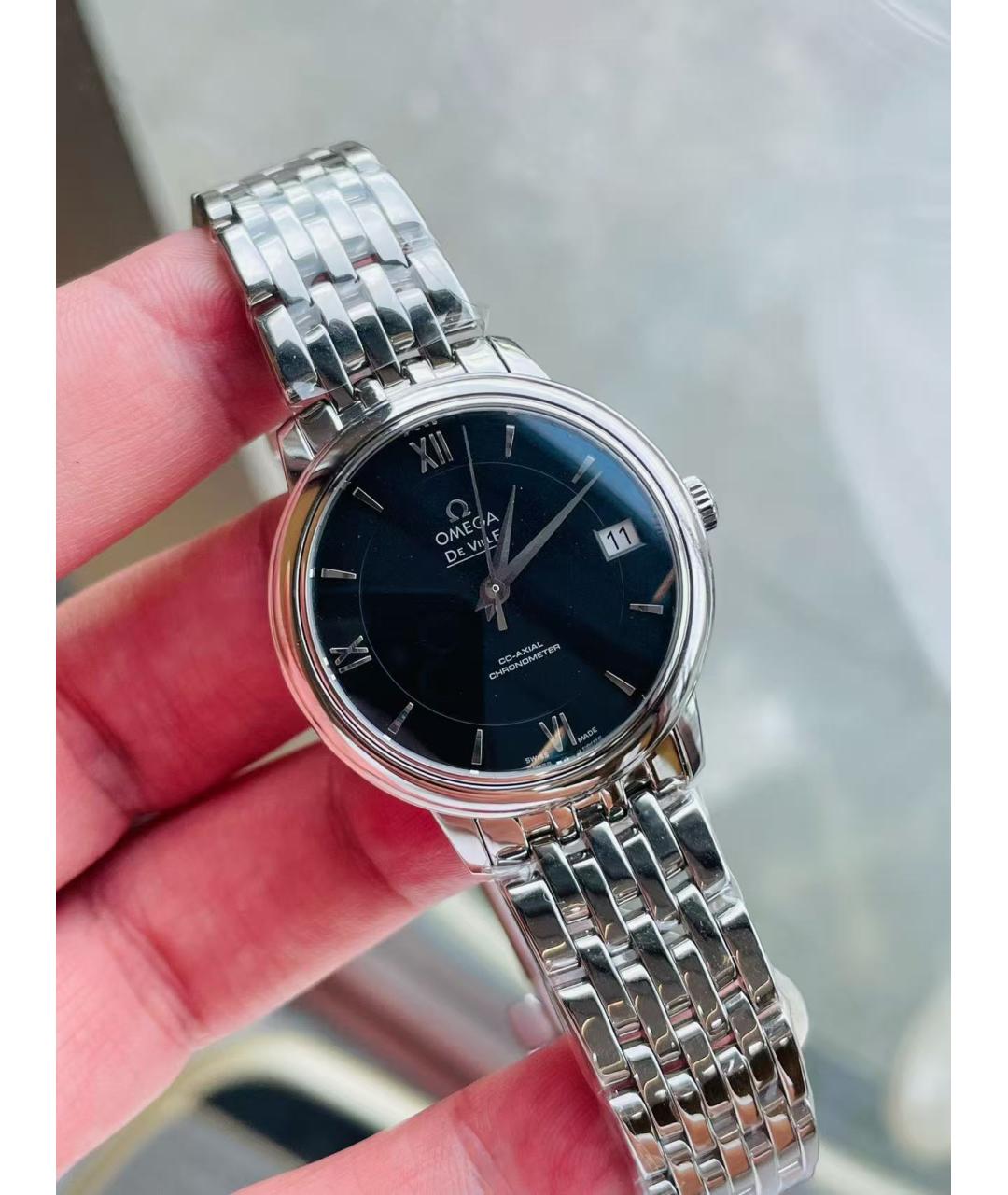 OMEGA Черные часы, фото 2