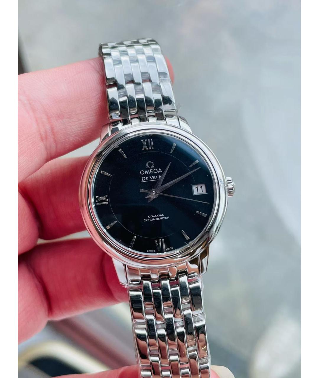 OMEGA Черные часы, фото 5