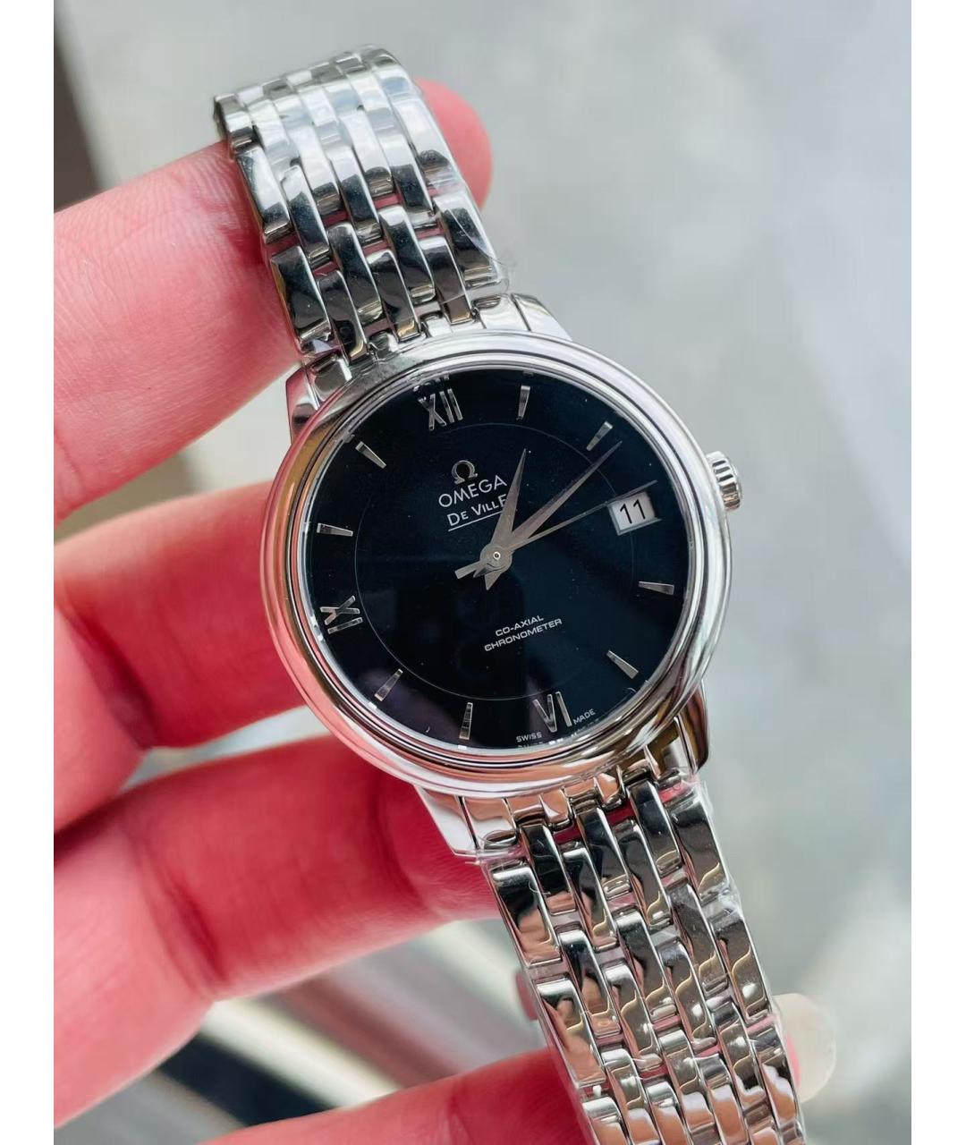 OMEGA Черные часы, фото 3