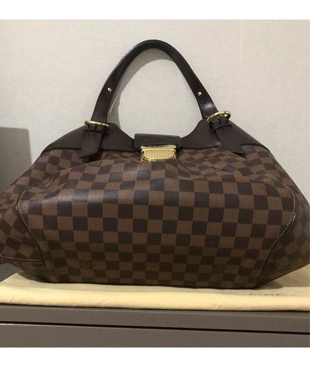 LOUIS VUITTON Коричневая кожаная сумка тоут, фото 5