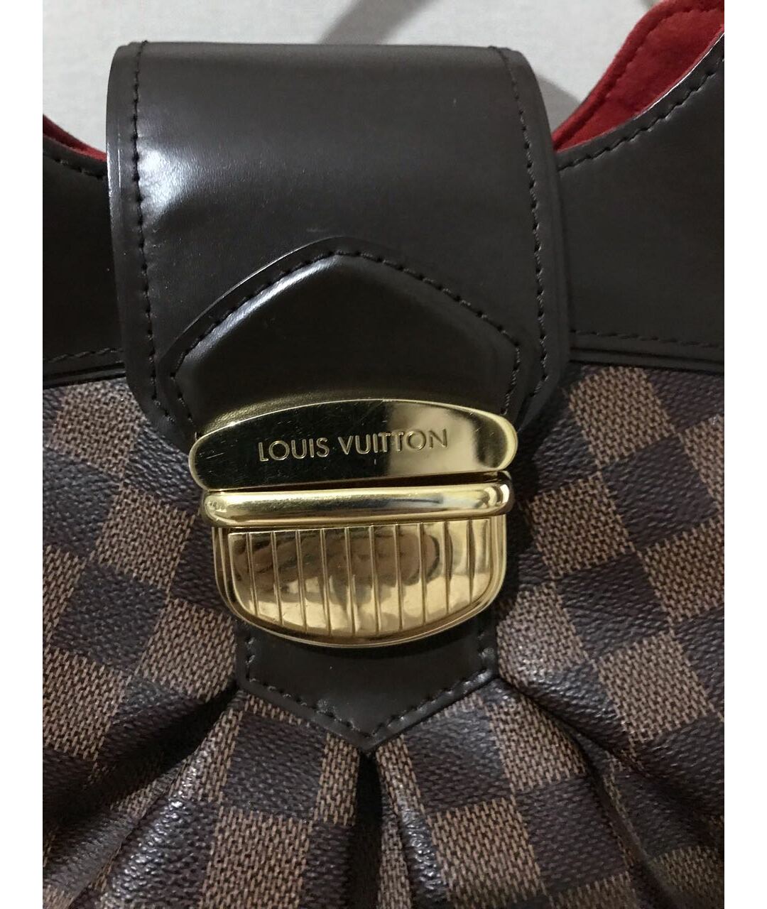 LOUIS VUITTON Коричневая кожаная сумка тоут, фото 7