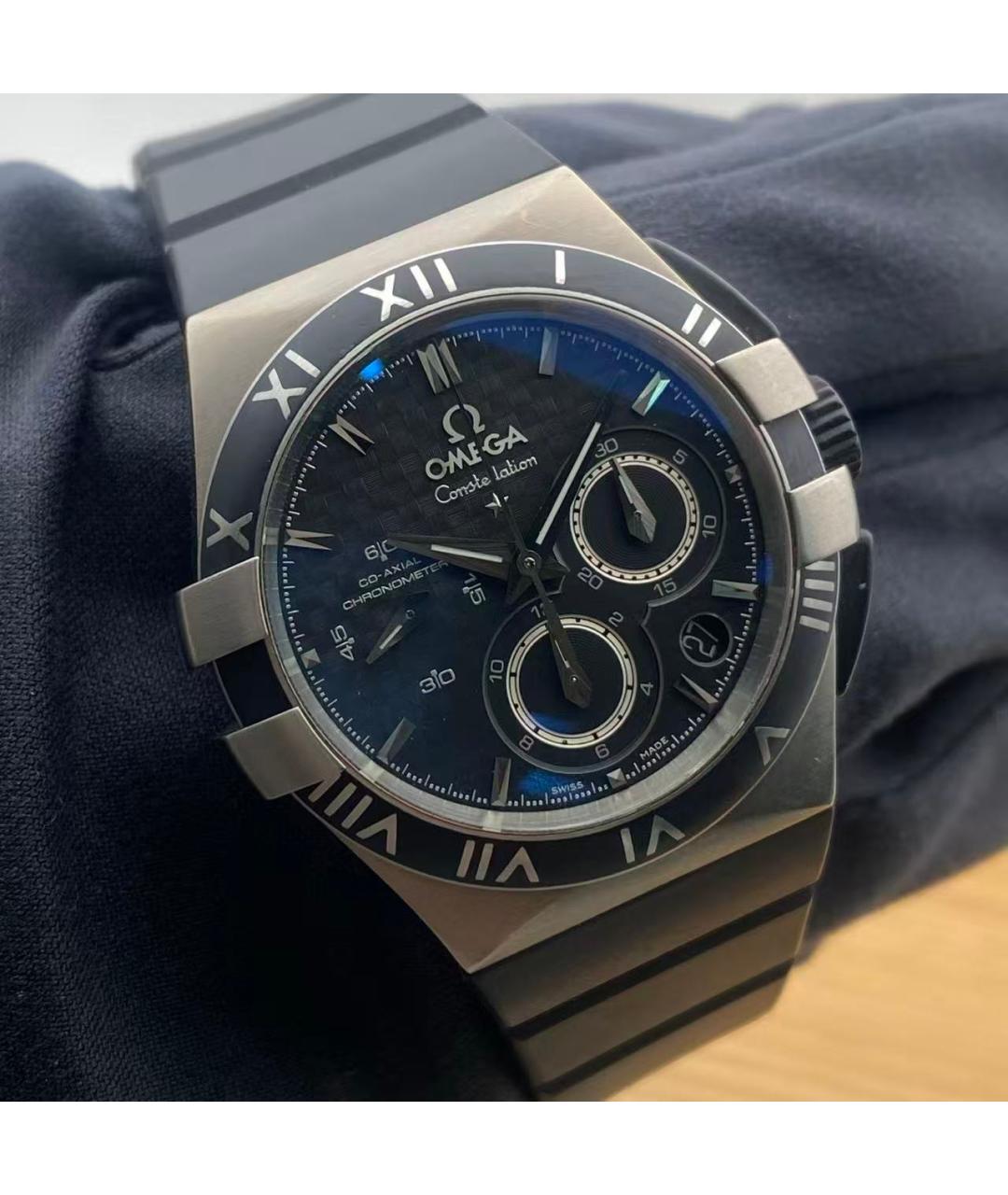 OMEGA Черные часы, фото 8