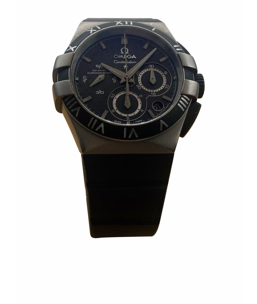 OMEGA Черные часы, фото 1